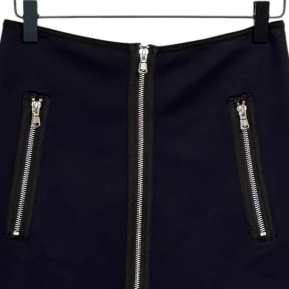 KaufmanFranco Collective Zip A Line Mini Skirt, Navy Blue With Black Trim, Sz. 2 - Picture 12 of 14